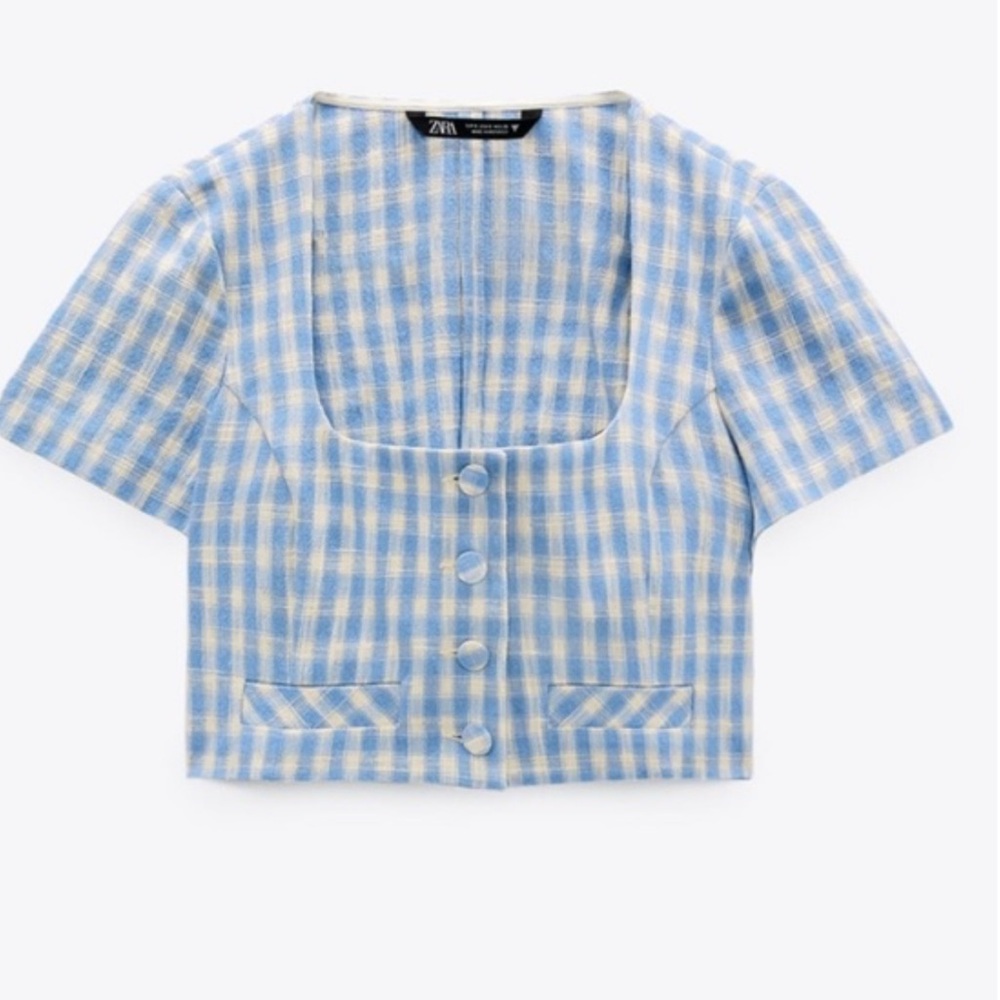 New Zara crop top checkered size S